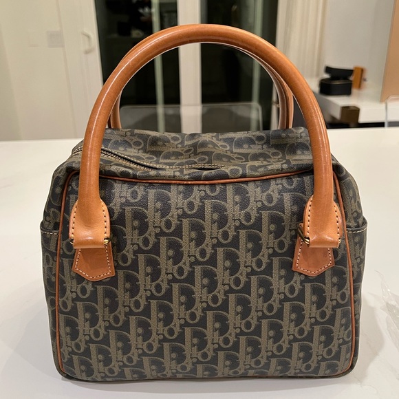 Dior Handbags - Authentic Vintage CHRISTIAN DIOR Trotter Handbag PVC Coated Canvas Leather EUC